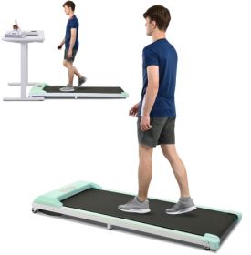 2 in 1 Under Desk Electric Treadmill 2.5HP, Remote Control, Display, Walking Jogging Running Machine Fitness Equipment for Home Gym Office (Color: Green)