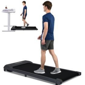 2 in 1 Under Desk Electric Treadmill 2.5HP, Remote Control, Display, Walking Jogging Running Machine Fitness Equipment for Home Gym Office (Color: Black)