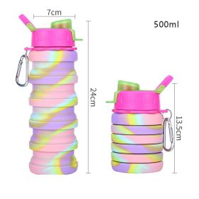 500ml Creative Silicone Folding Water Cup Outdoor Sports Ride Fitness Portable Kettle Camouflage Gift Cup Free Delivery Items (Capacity: 0.5L, Color: 1)