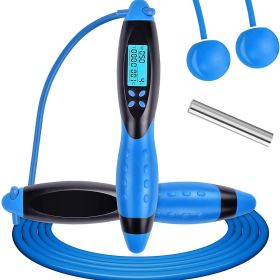 1pc Jump Rope With Digital Calorie Counter And Time Setting; Skipping Rope For Women Men Adults Kids Working Out Exercises Fitness Training (Color: Blue)