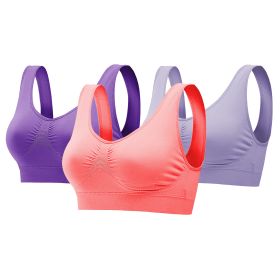 3 Pack Sport Bras For Women Seamless Wire free Bra Light Support Tank Tops For Fitness Workout Sports Yoga Sleep Wearing (Color: PP_GY_MelonRed, size: M)