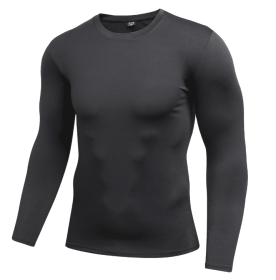 Men's Solid Quick-Drying Fitness Tight T-Shirt (Color: Black, size: XL)