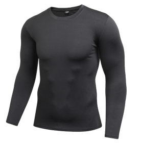 Men's Solid Quick-Drying Fitness Tight T-Shirt (Color: Black, size: XXL)