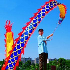 Lightweight Dragon Poi with 3D Dragon Head & Swing Rope Combo for Kids and Beginners (Color: Golden Blue, size: 16.4 FT)