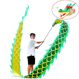 Lightweight Dragon Poi with 3D Dragon Head & Swing Rope Combo for Kids and Beginners (Color: Golden Green, size: 9.8 FT)