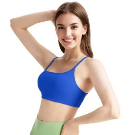 1Pc/3Pcs Women Cross Back Sport Bras Padded Strappy Crop Open Back Low Impact Bras Sexy Fitness Tank Tops (Color: 1PcRoseRed+1PcBlue+1PcWhite, size: M)