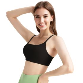 1Pc/3Pcs Women Cross Back Sport Bras Padded Strappy Crop Open Back Low Impact Bras Sexy Fitness Tank Tops (Color: 2PcWhite+1PcBlack, size: M)