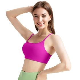 1Pc/3Pcs Women Cross Back Sport Bras Padded Strappy Crop Open Back Low Impact Bras Sexy Fitness Tank Tops (Color: 2PcRoseRed+1PcWhite, size: S)