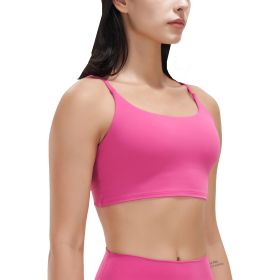 1Pc/3Pcs Women Strap Sport Bras Padded Strappy Crop Square Neck Low Impact Bras Sexy Fitness Tank Tops (Color: 1Pc Pink + 1Pc Grey + 1Pc Brown, size: XL)