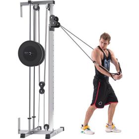 Lat Pulldown Machine Home Gym Fitness Silver (Color: as picture)