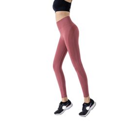 Tight Soft Comfort Women's High Waist Leggings Yoga Pants (Color: Wine Red, size: M)